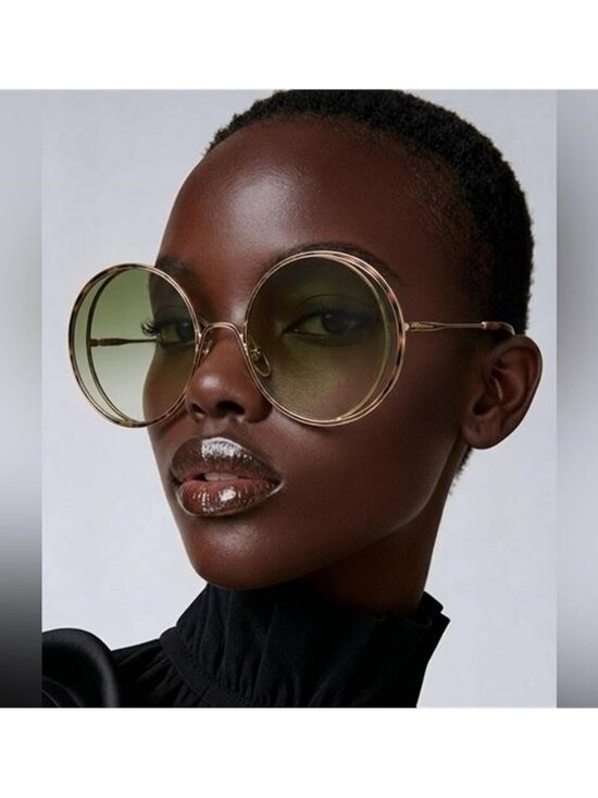 New Authentic Chloé CH 0037S 2343J3 - GOLD/ GREEN GRADIENT Round Sunglasses main image 7